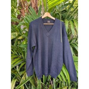 SOLD 100% baby alpaca handmade men's sweater made in peru blue v neck pul